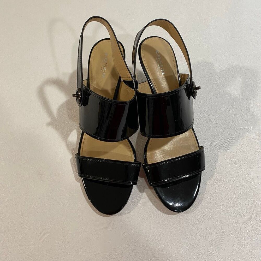 Coach Black Patent Leather Slingback Heels Women’s Size 10B